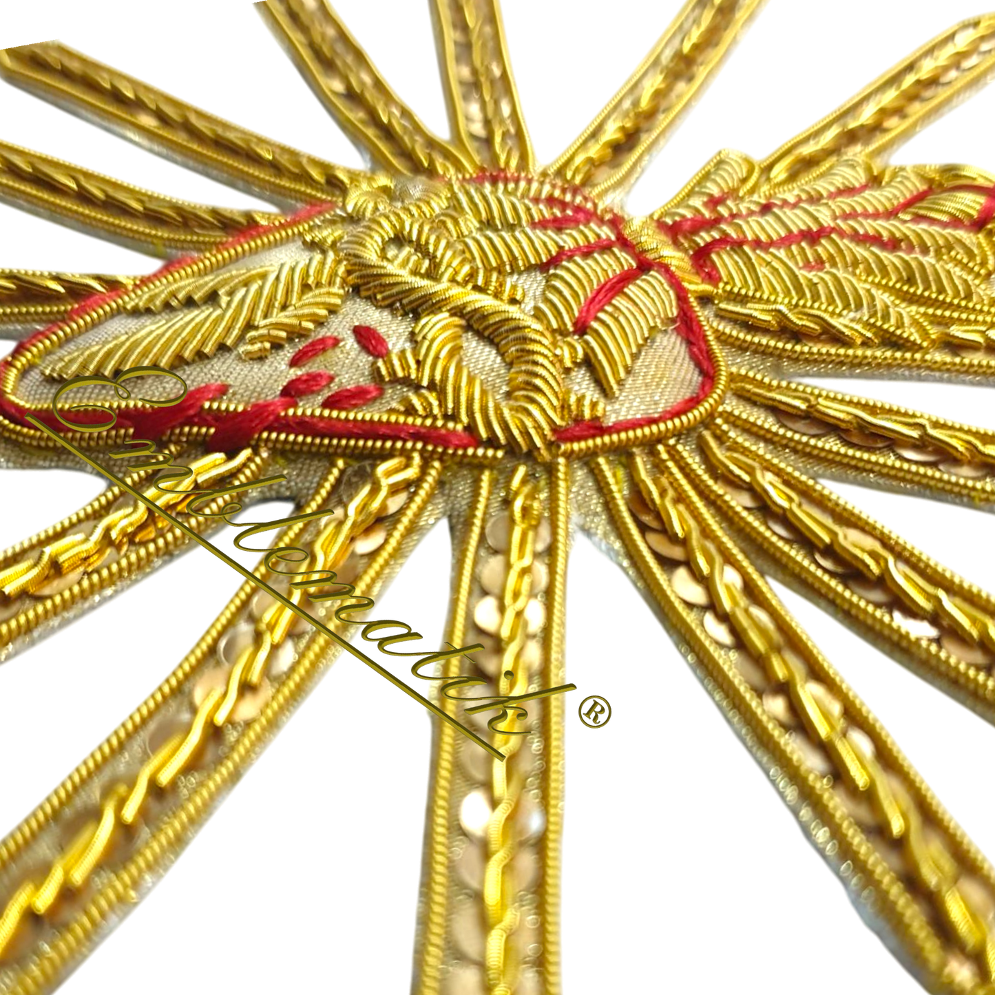 Sacro Cuore Ricamato a Mano Realizzato con Fili Metallici