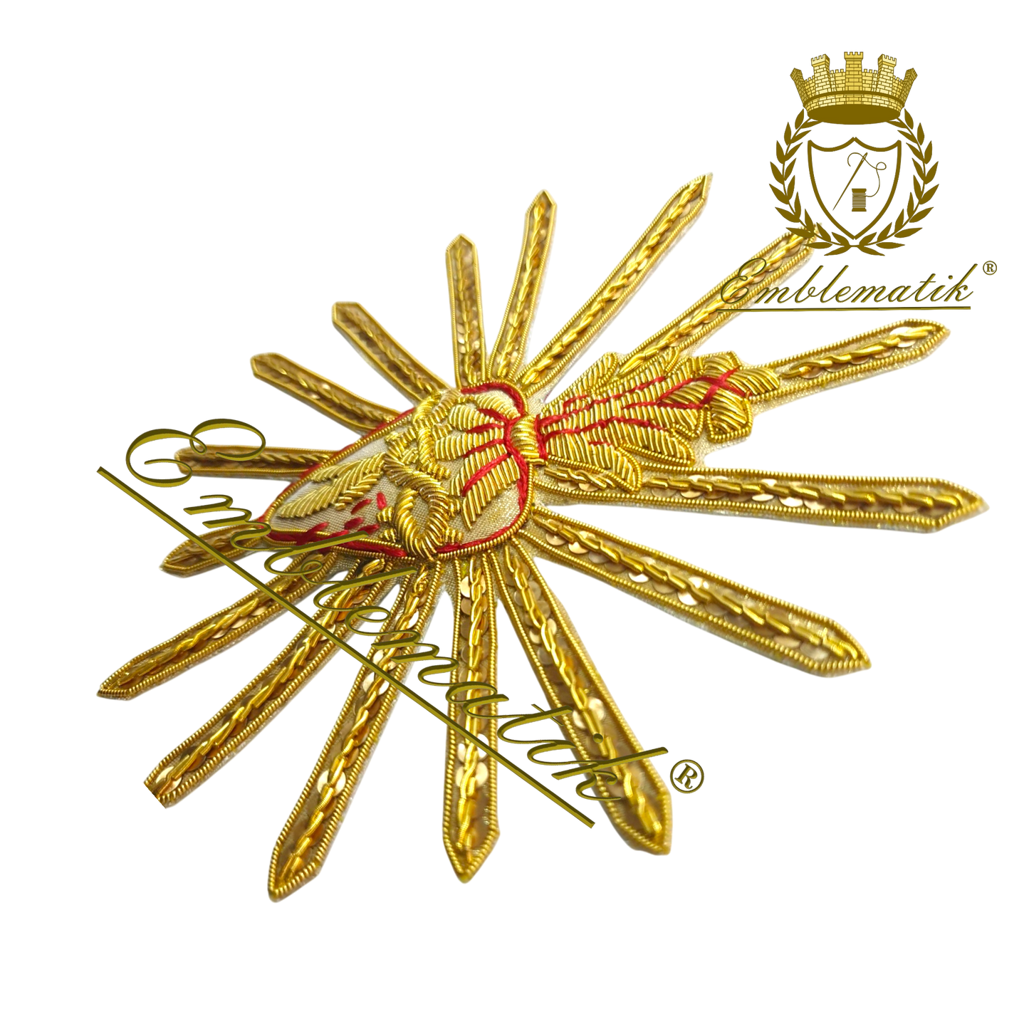 Sacro Cuore Ricamato a Mano Realizzato con Fili Metallici