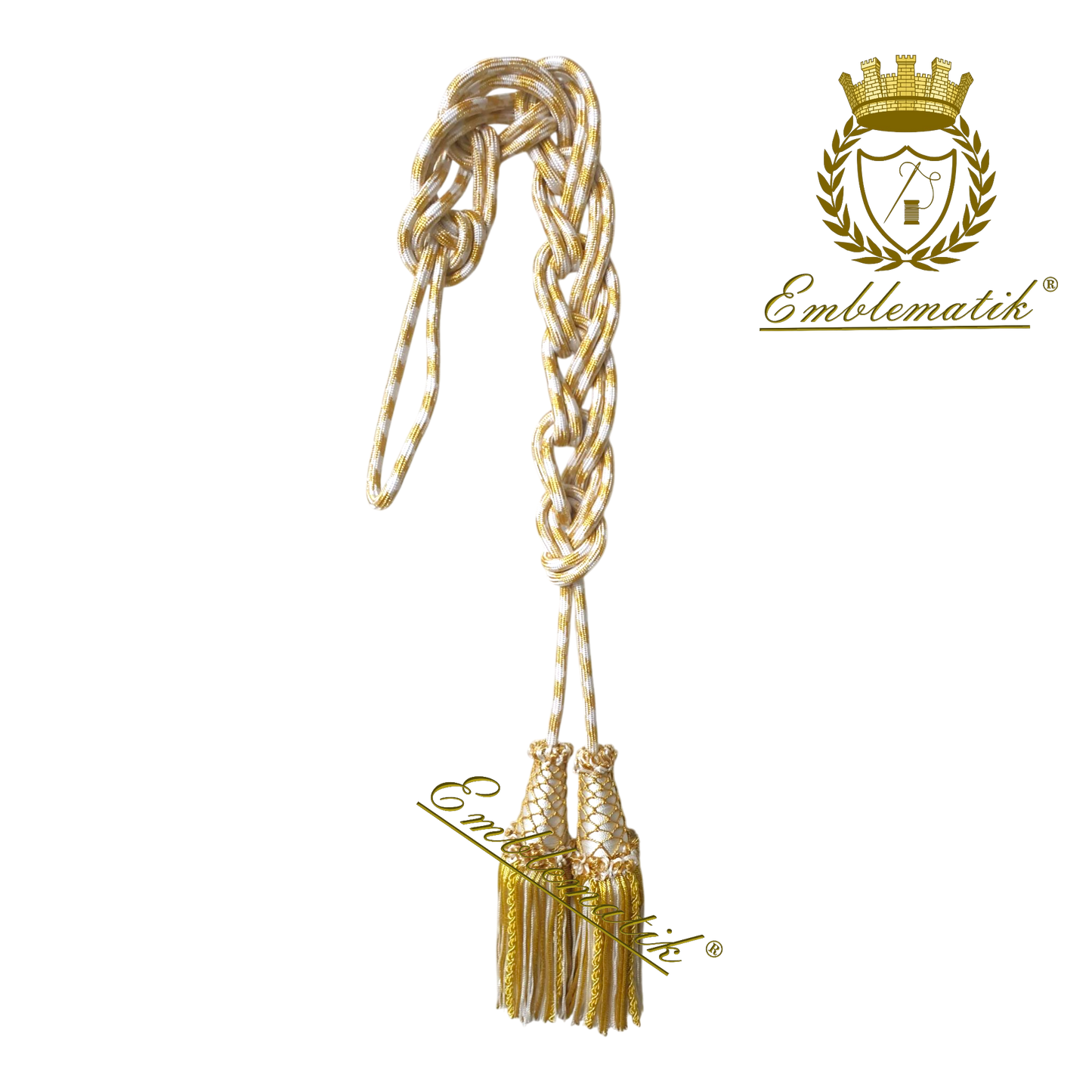 Cingolo liturgico realizzato in metallo e filo di seta bianco/oro