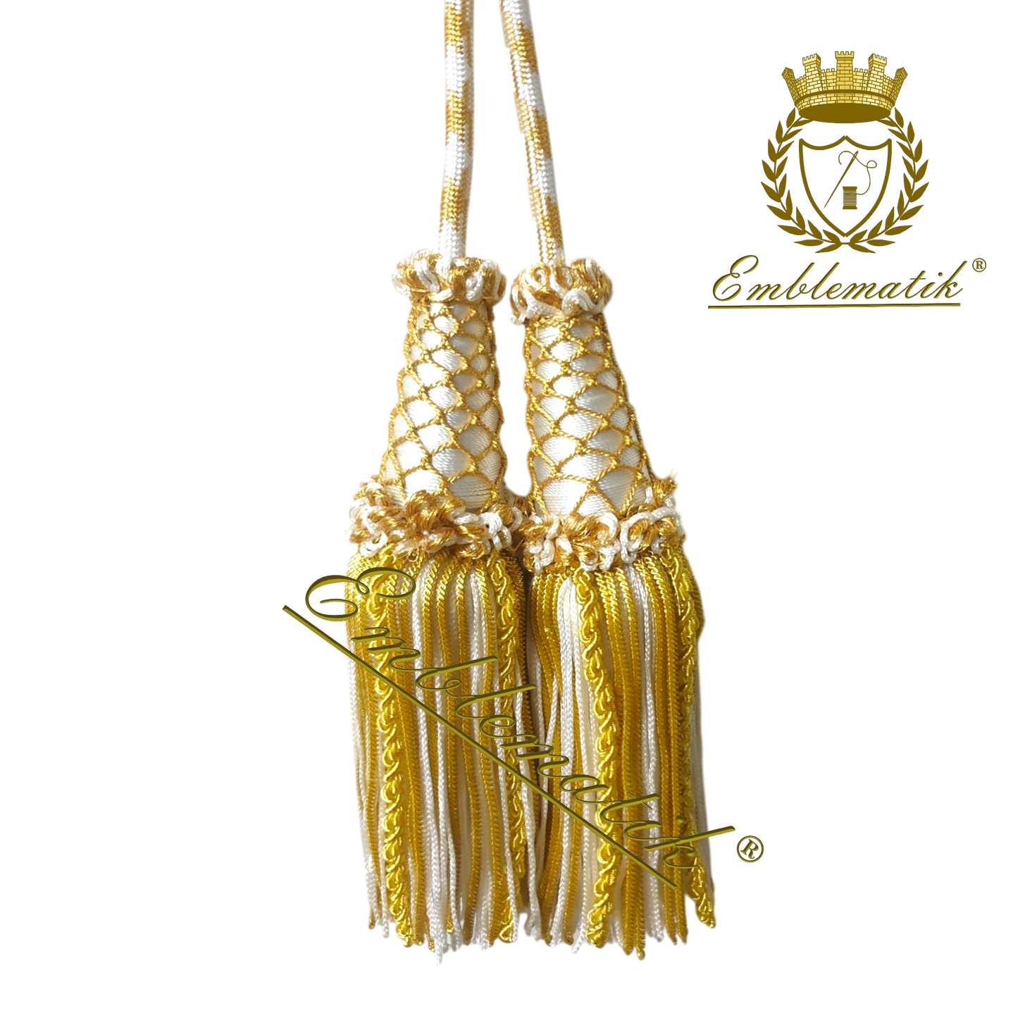 Cingolo liturgico realizzato in metallo e filo di seta bianco/oro