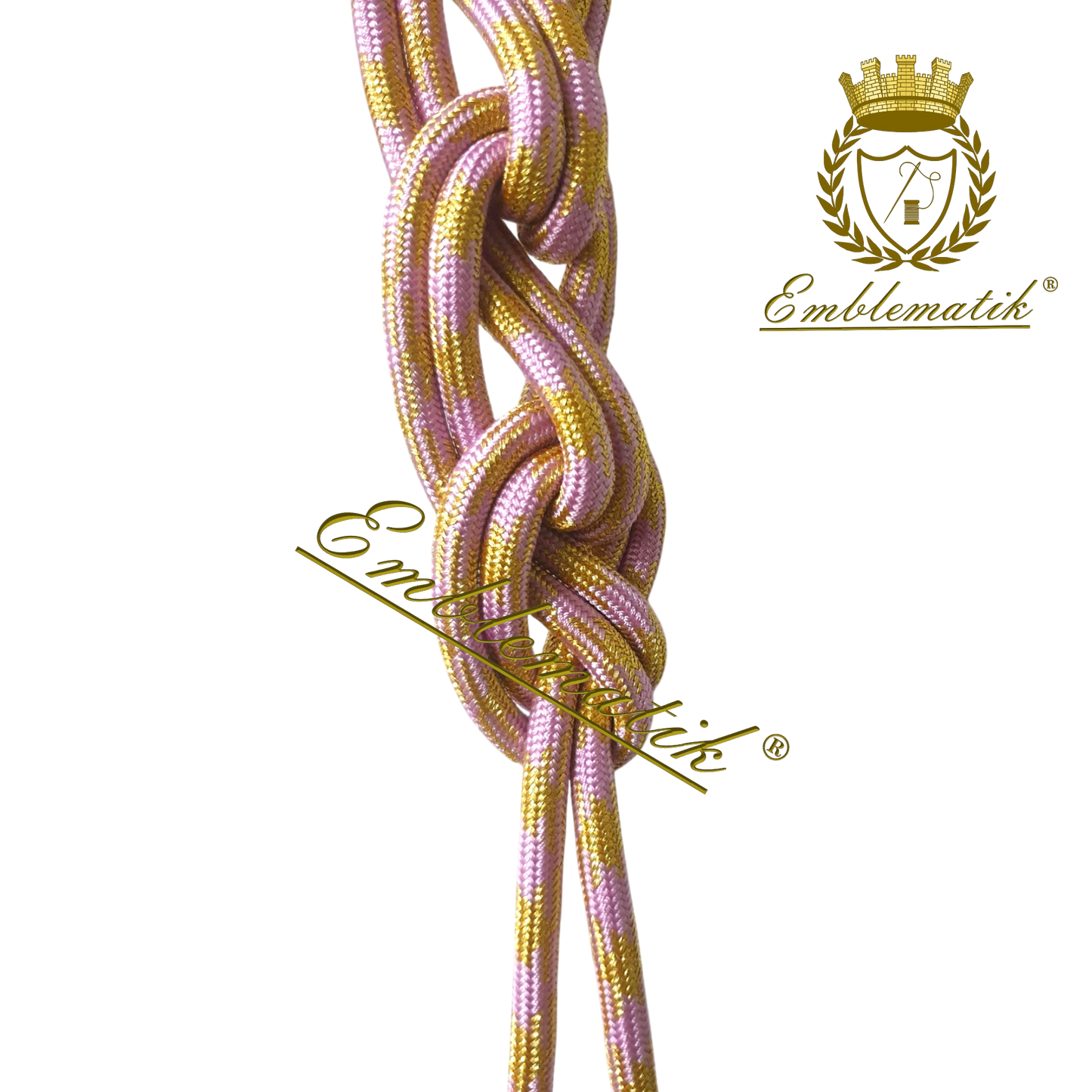 Cingolo liturgico realizzato in metallo e filo di seta rosa/oro