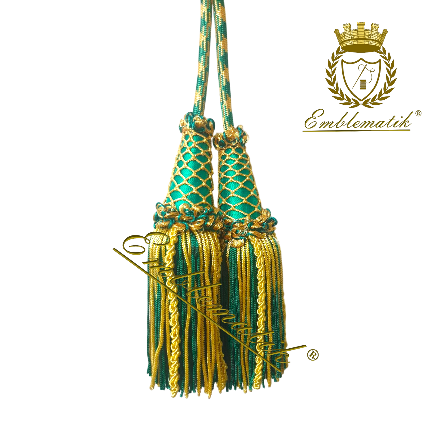 Cingolo liturgico realizzato in metallo e filo di seta verde/oro