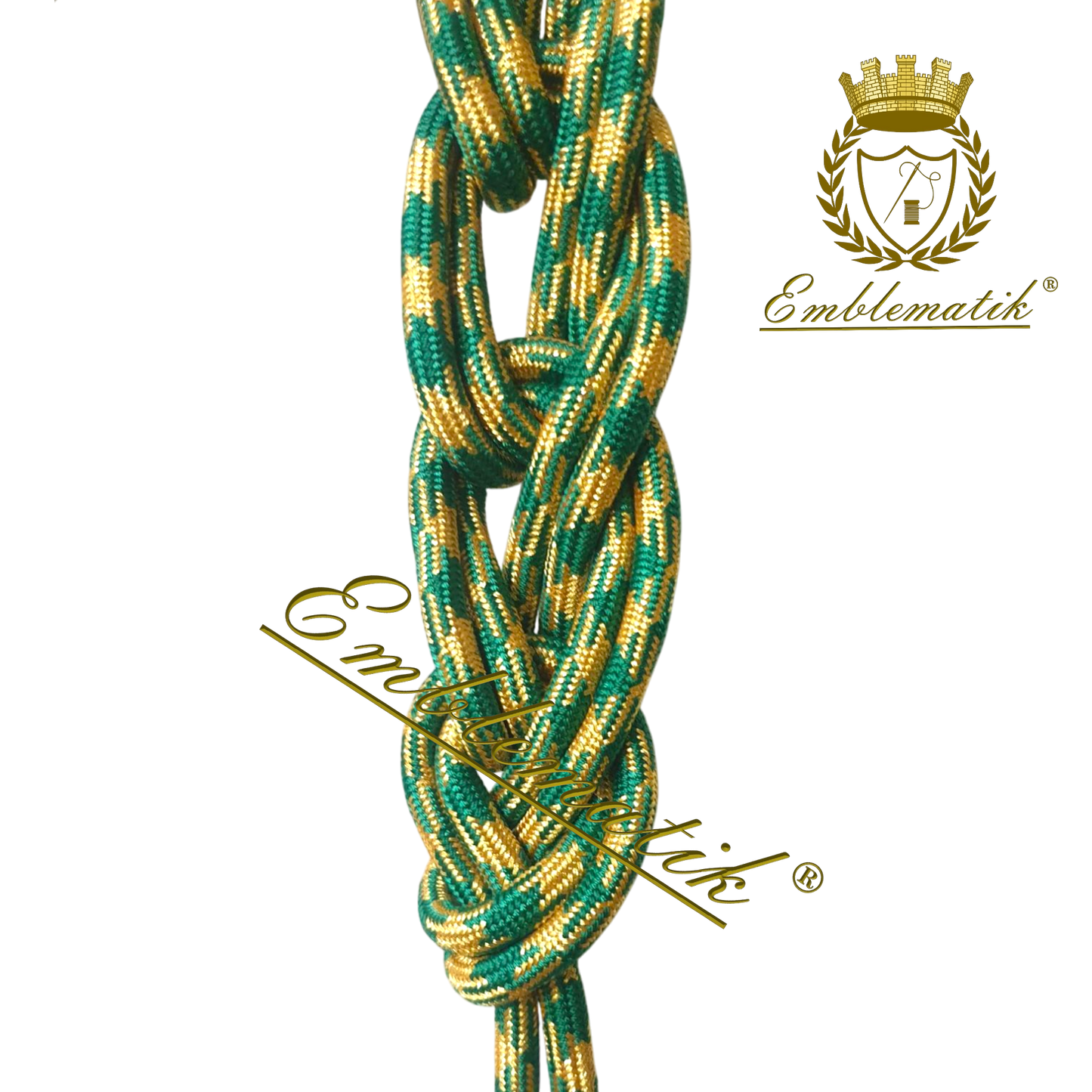 Cingolo liturgico realizzato in metallo e filo di seta verde/oro