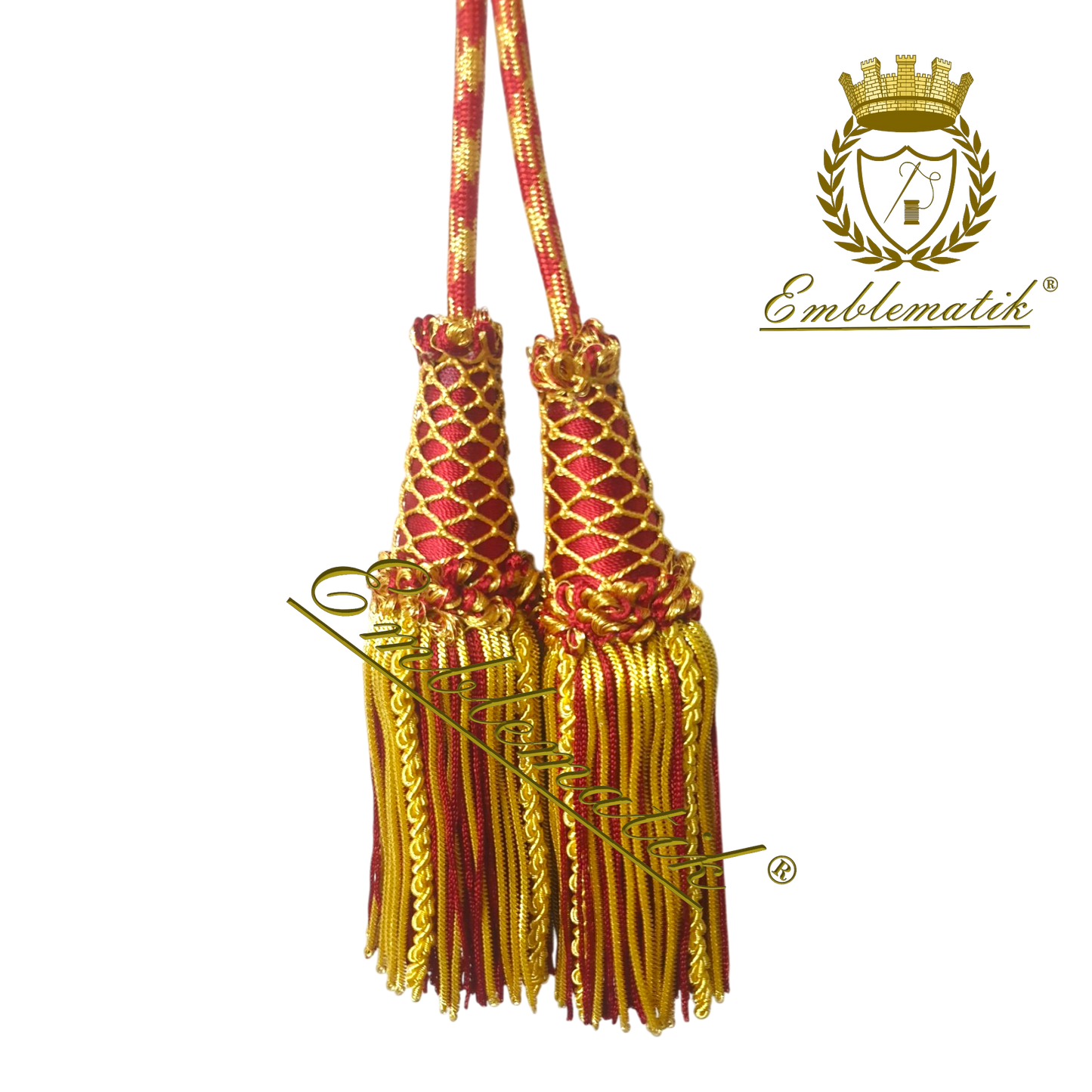 Cingolo liturgico realizzato in metallo e filo di seta rosso/oro