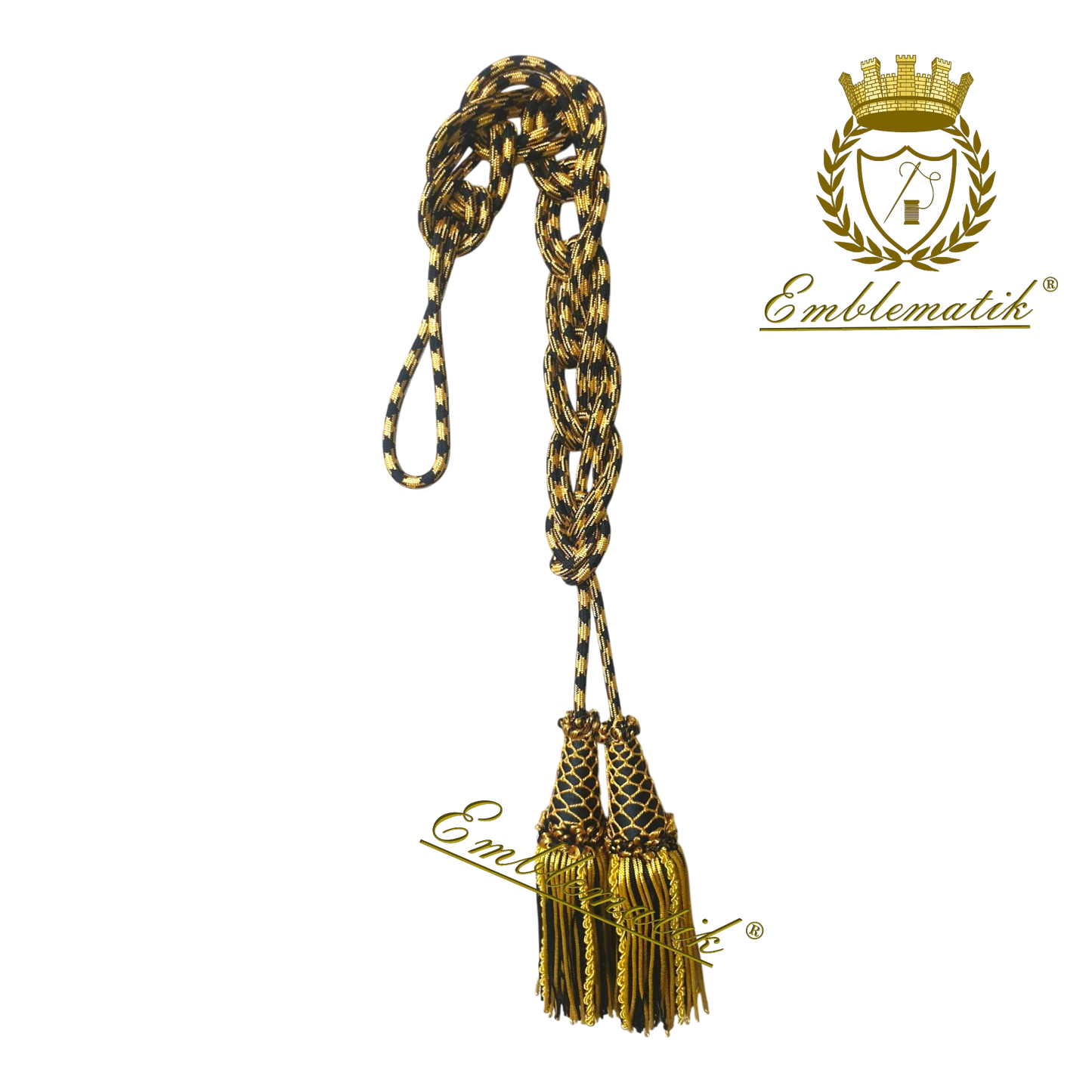 Cingolo liturgico realizzato in metallo e filo di seta nero/oro
