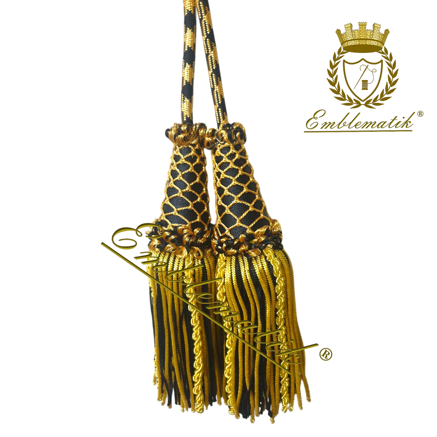 Cingolo liturgico realizzato in metallo e filo di seta nero/oro