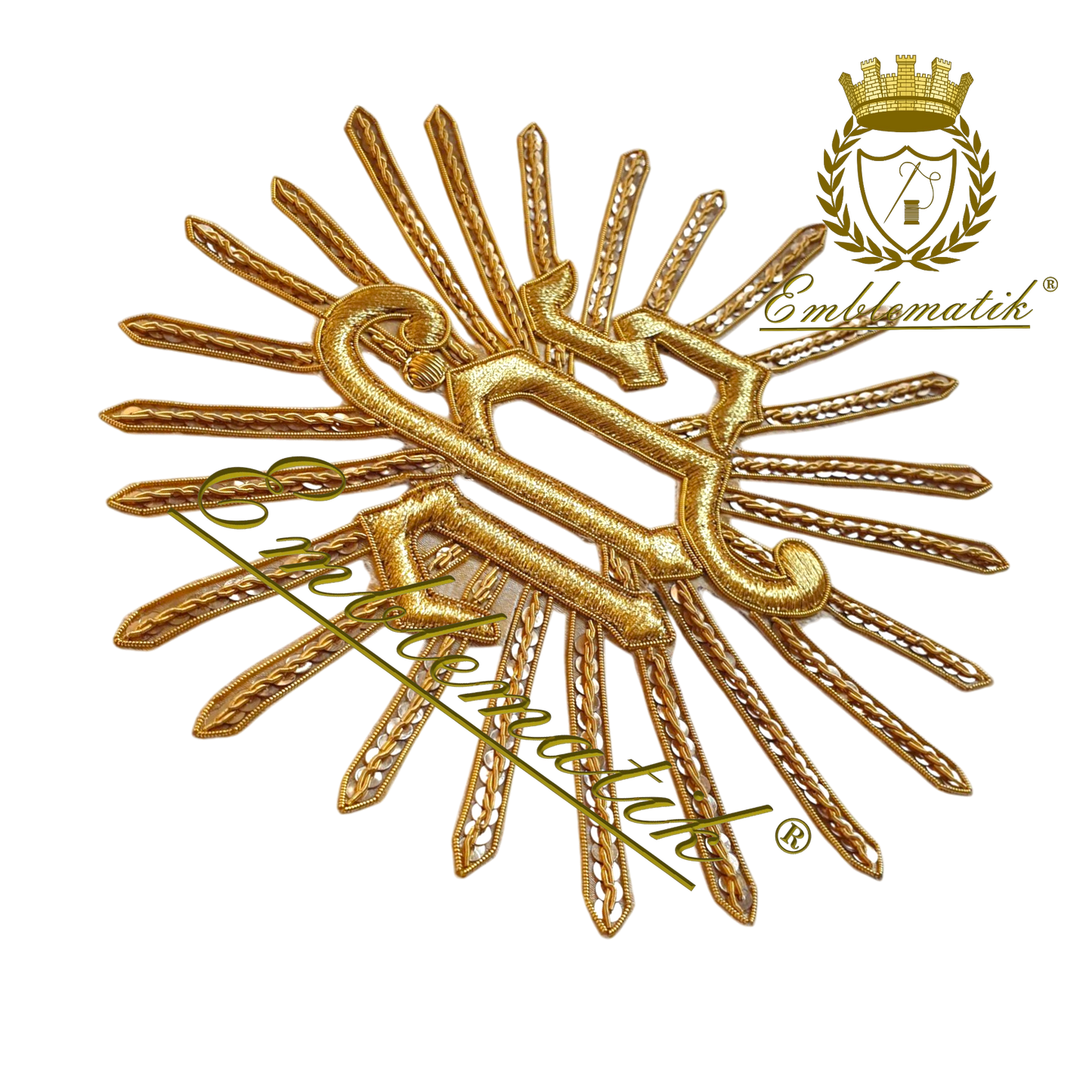 Emblema IHS ricamato a mano Raggi