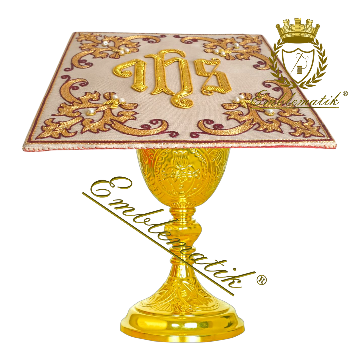 Hand Embroidered Chalice Pall IHS