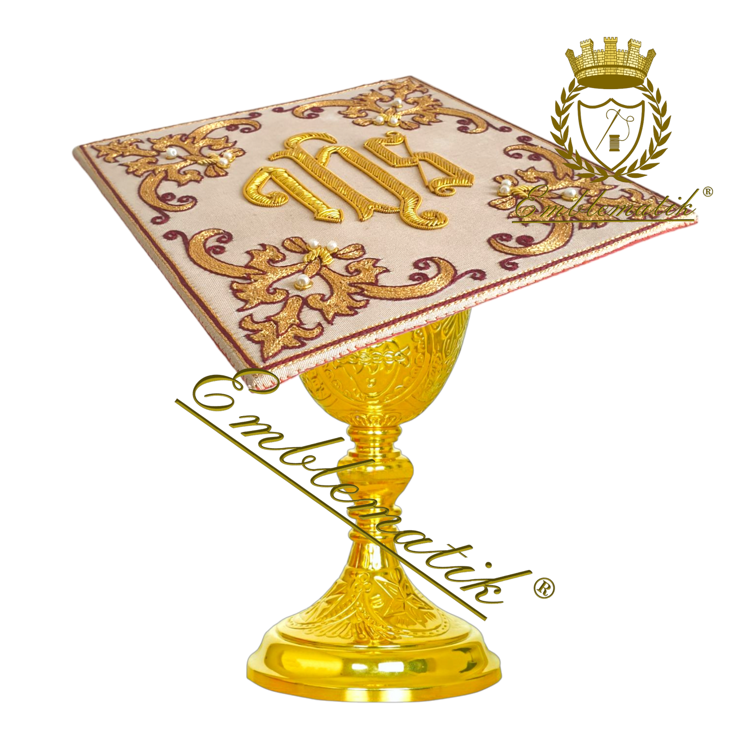 Hand Embroidered Chalice Pall IHS