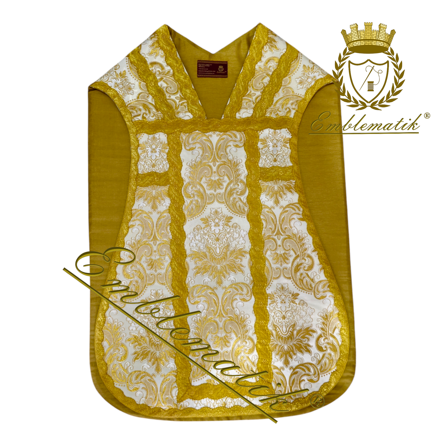 Pianeta Romana Set da Messa Bassa Floreale Bianco