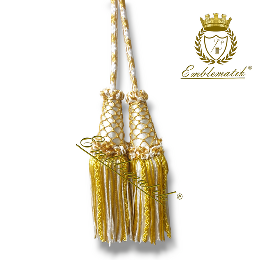 Liturgical Cincture Crafted with Metal & Silk Thread White/Gold