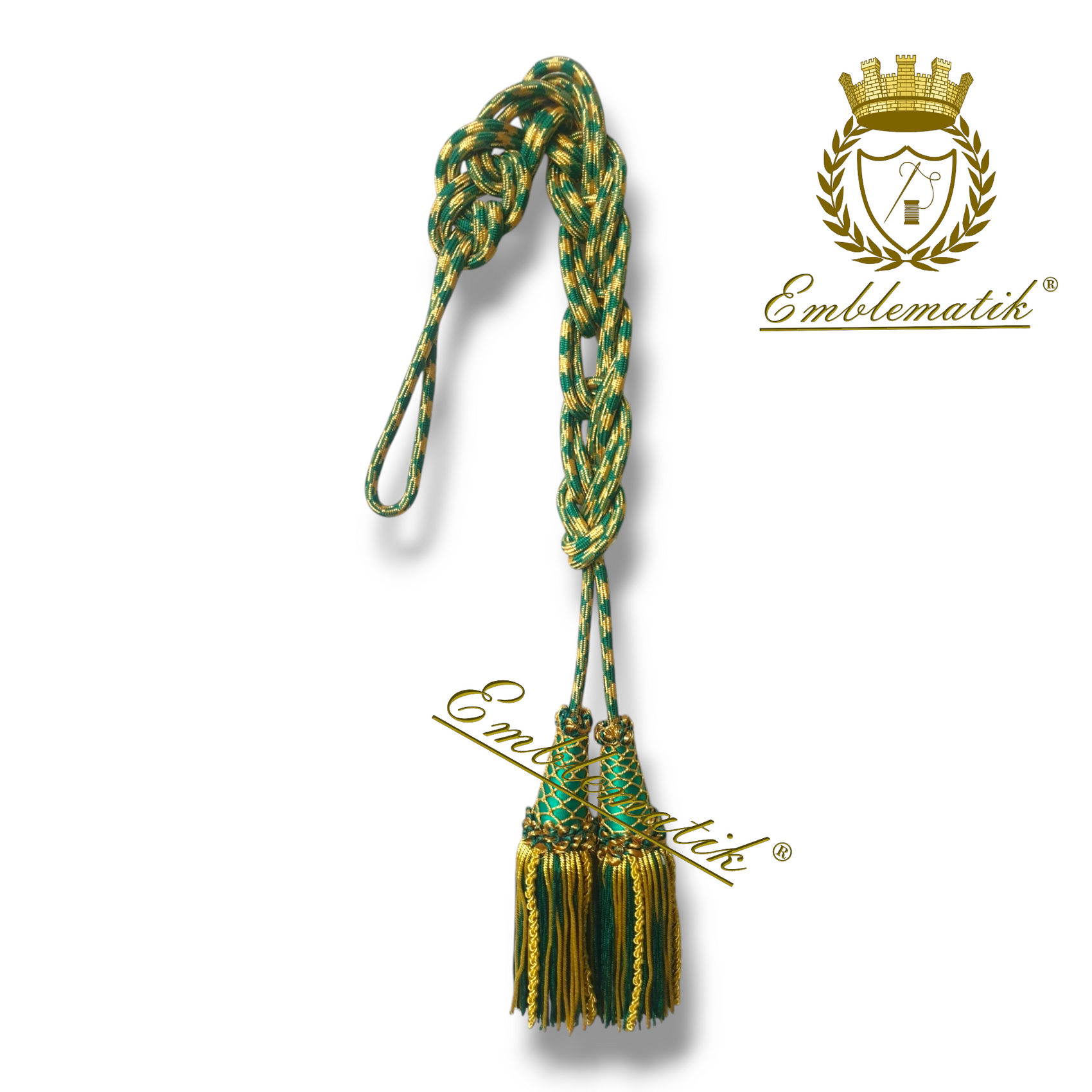 Liturgical Cincture Crafted with Metal & Silk Thread Green/Gold