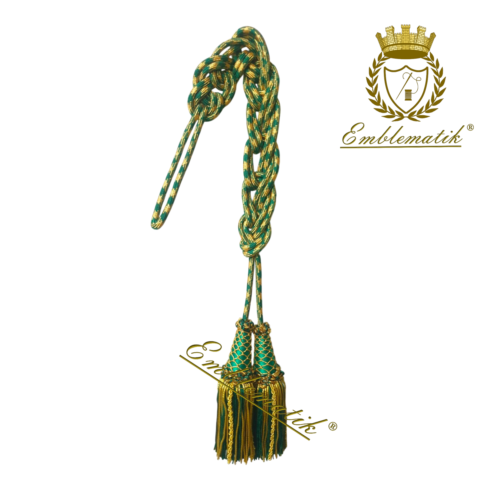 Liturgical Cincture Crafted with Metal & Silk Thread Green/Gold