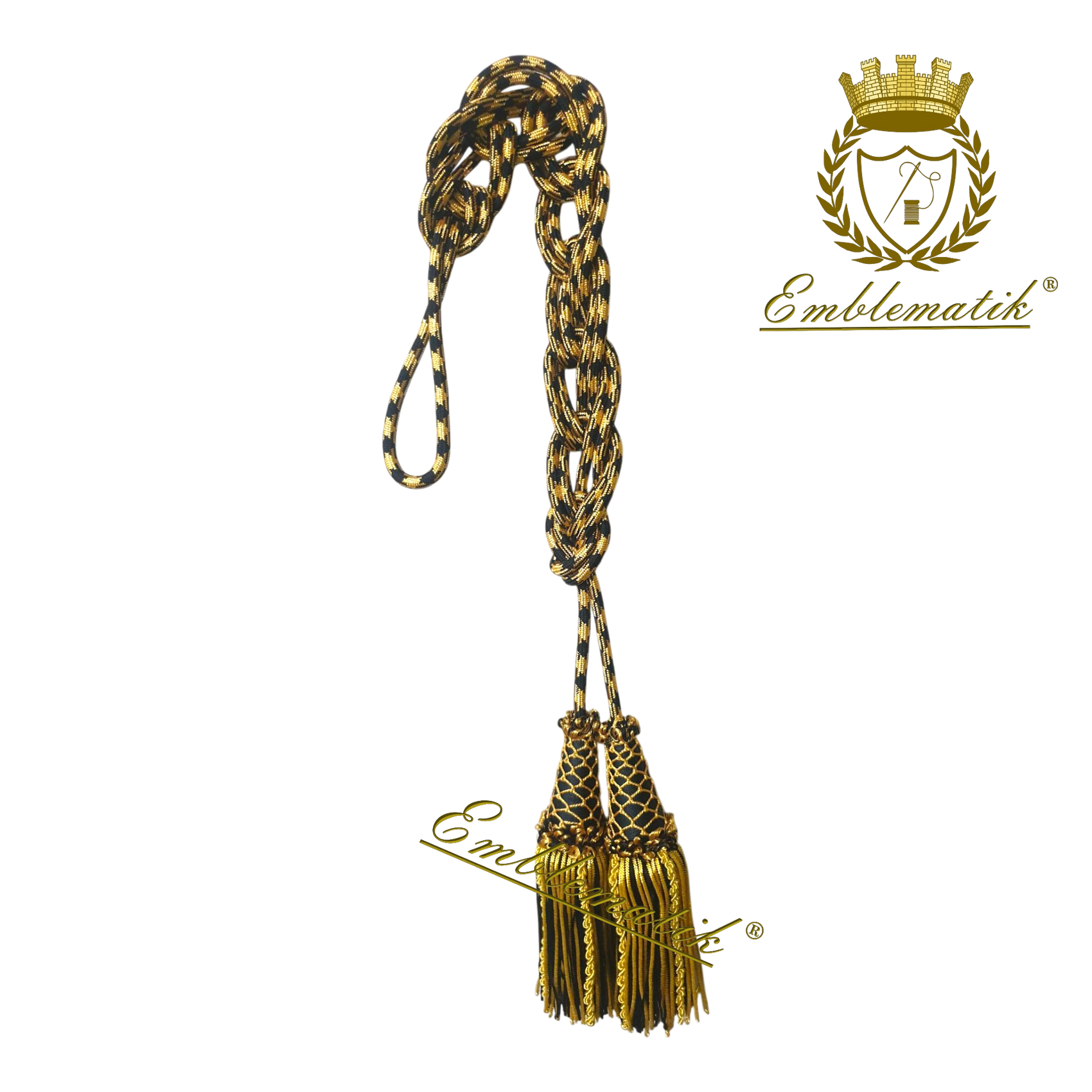 Liturgical Cincture Crafted with Metal & Silk Thread Black/Gold