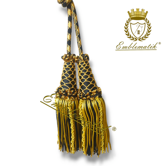 Liturgical Cincture Crafted with Metal & Silk Thread Black/Gold