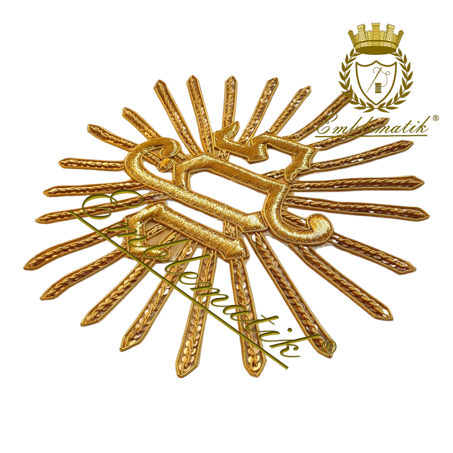 Emblema IHS ricamato a mano Raggi