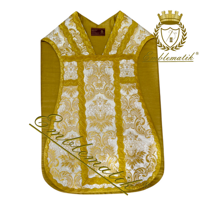 Roman Chasuble White Floral Low Mass Set