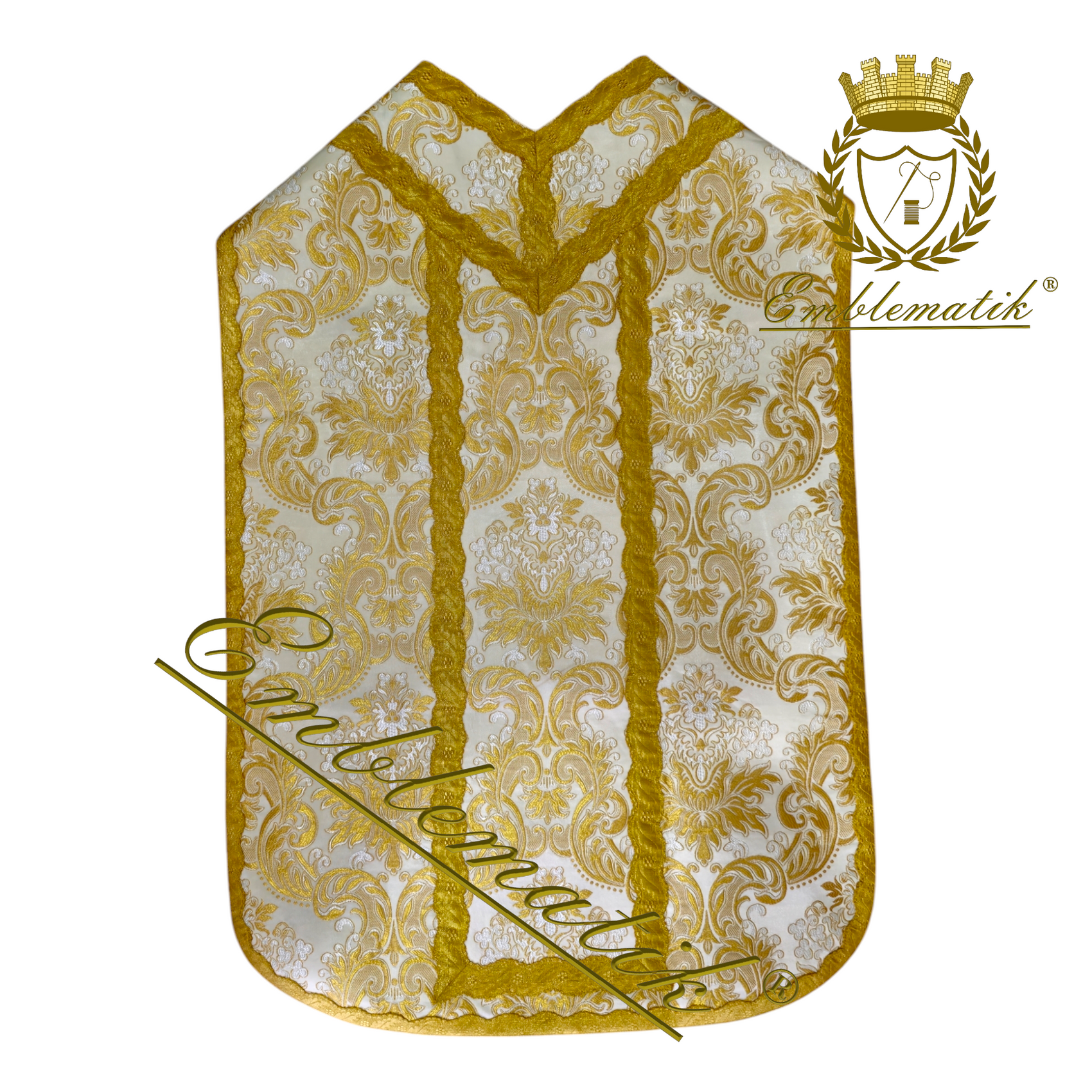 Roman Chasuble White Floral Low Mass Set