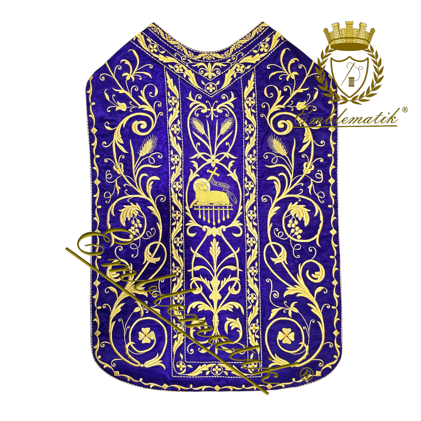 Roman Chasuble Purple Metallic Embroidered Agnus Dei