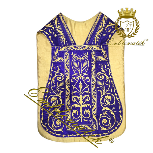 Roman Chasuble Purple Metallic Embroidered Agnus Dei