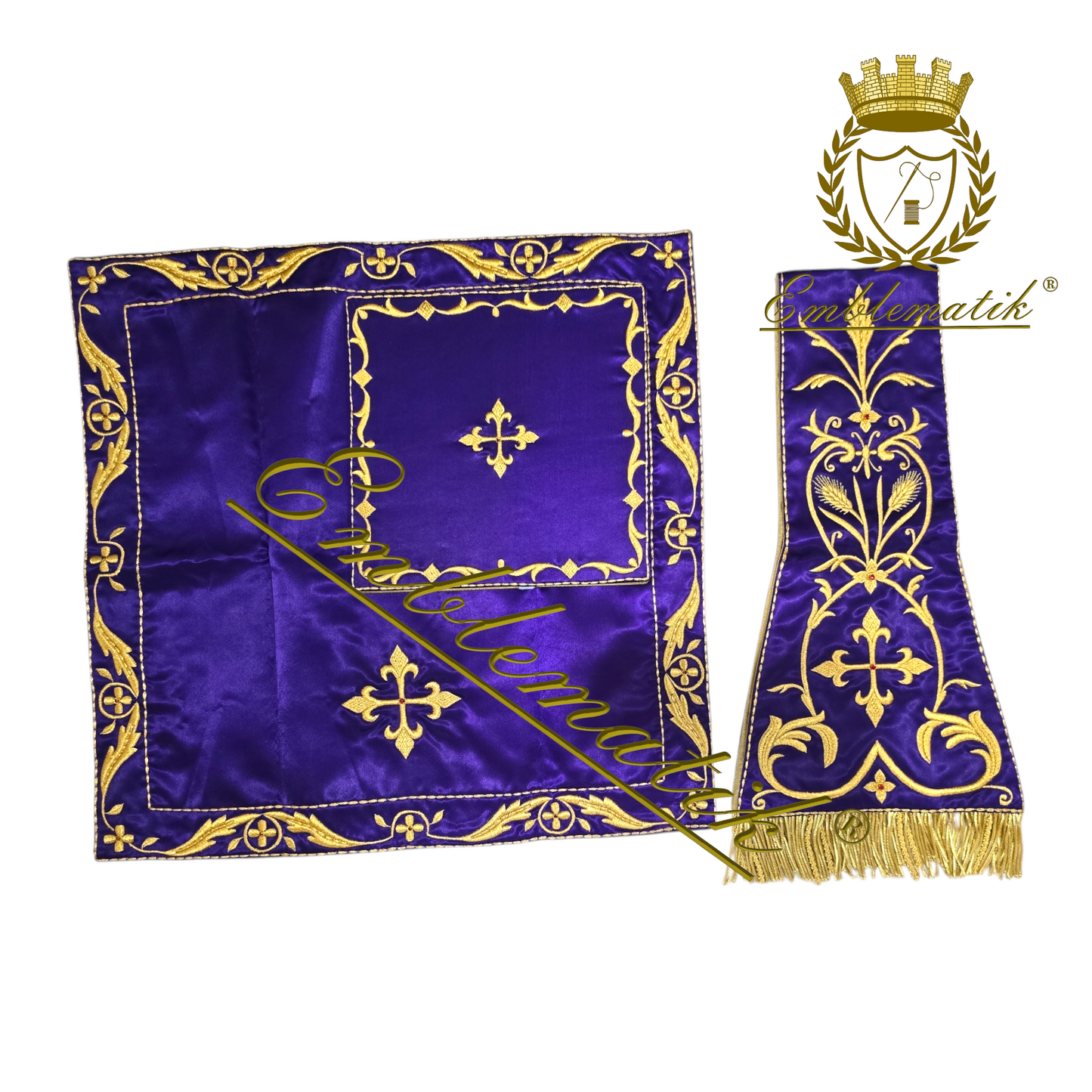 Roman Chasuble Purple Metallic Embroidered Agnus Dei