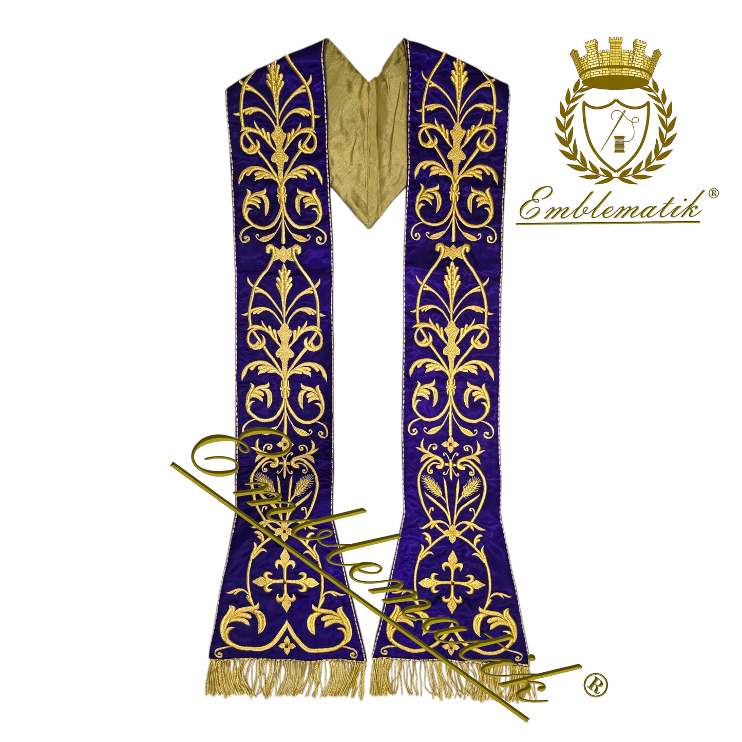 Roman Chasuble Purple Metallic Embroidered Agnus Dei