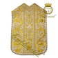 Richly Hand-Embroidered Roman Chasuble in Metallic Threads on Gold Lame with Raw Silk Lining