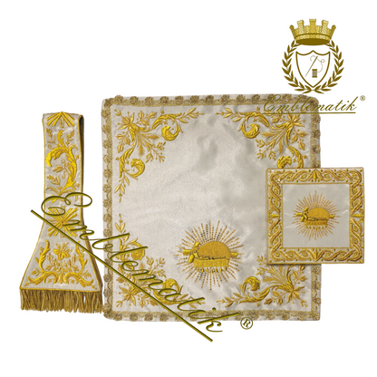 Richly Hand-Embroidered Roman Chasuble in Metallic Threads on Gold Lame with Raw Silk Lining