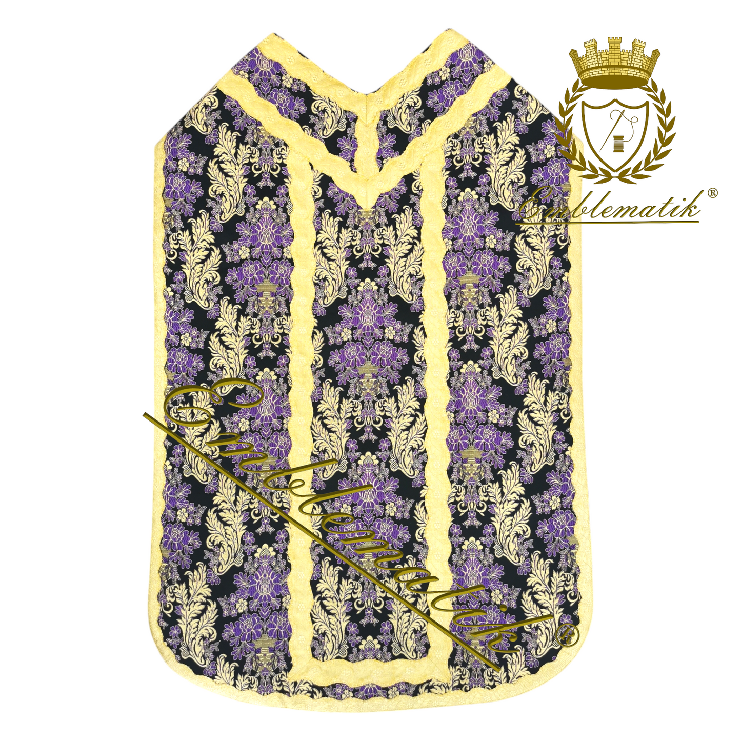 Floral Purple Roman Chasuble Low Mass Set