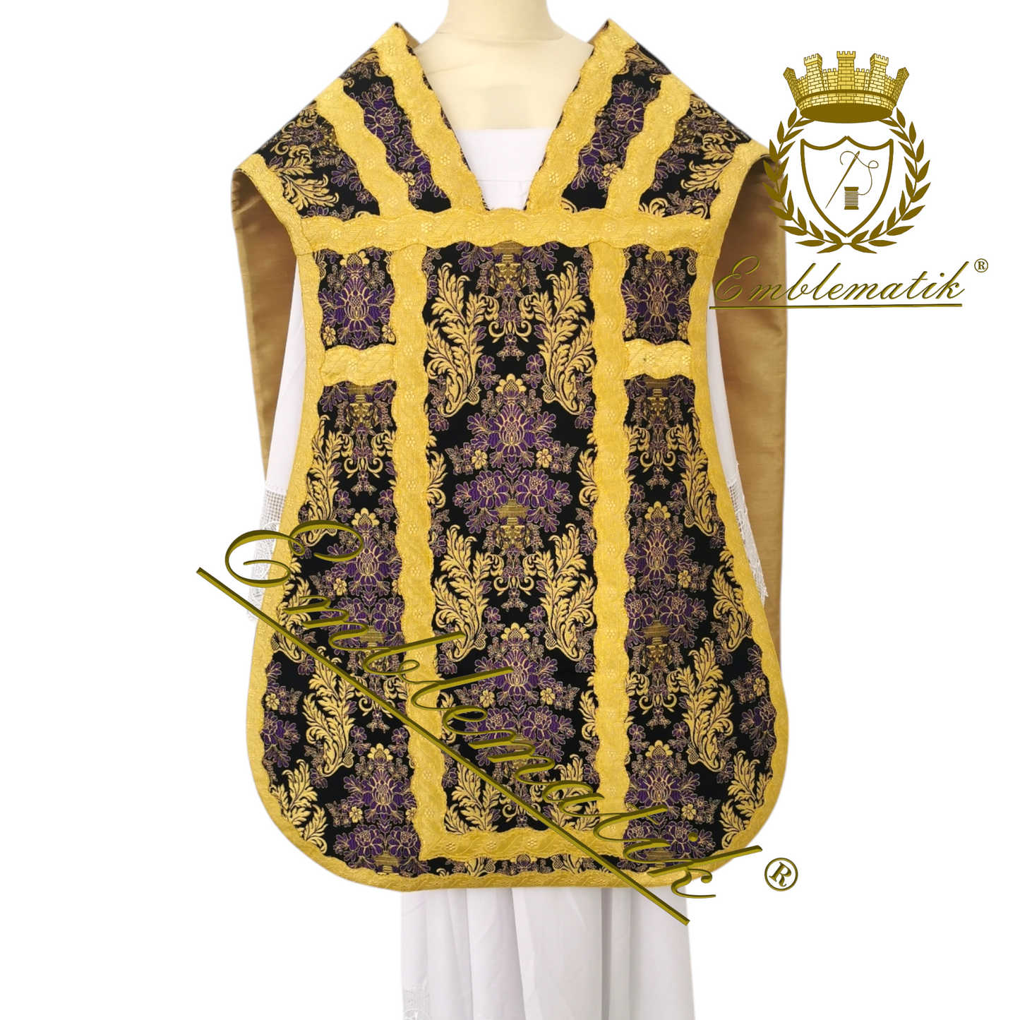 Floral Purple Roman Chasuble Low Mass Set