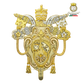 Emblematik by Pasamanerias y Bordados Papal Coat of Arms of Benedict XVI, gold metallic thread embroidery.