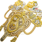 Emblematik by Pasamanerias y Bordados Papal Coat of Arms of Benedict XVI, gold and silver metallic thread embroidery.
