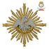 Emblematik by Pasamanerias y Bordados gold and silver metallic pelican emblem with intricate details, hand-made for liturgical vestments.