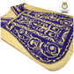 Emblematik by Pasamanerias y Bordados Roman Chasuble in purple velvet with gold metallic embroidery of floral motifs and Agnus Dei.